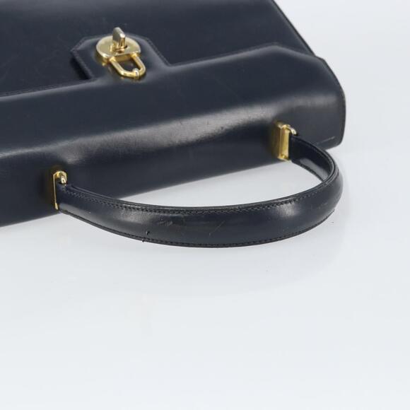 GUCCI Hand Bag Leather Navy Gold Auth 156872 - Picture 7 of 16